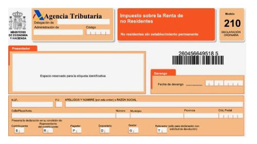SPANISH NON RESIDENT TAX FORM 210